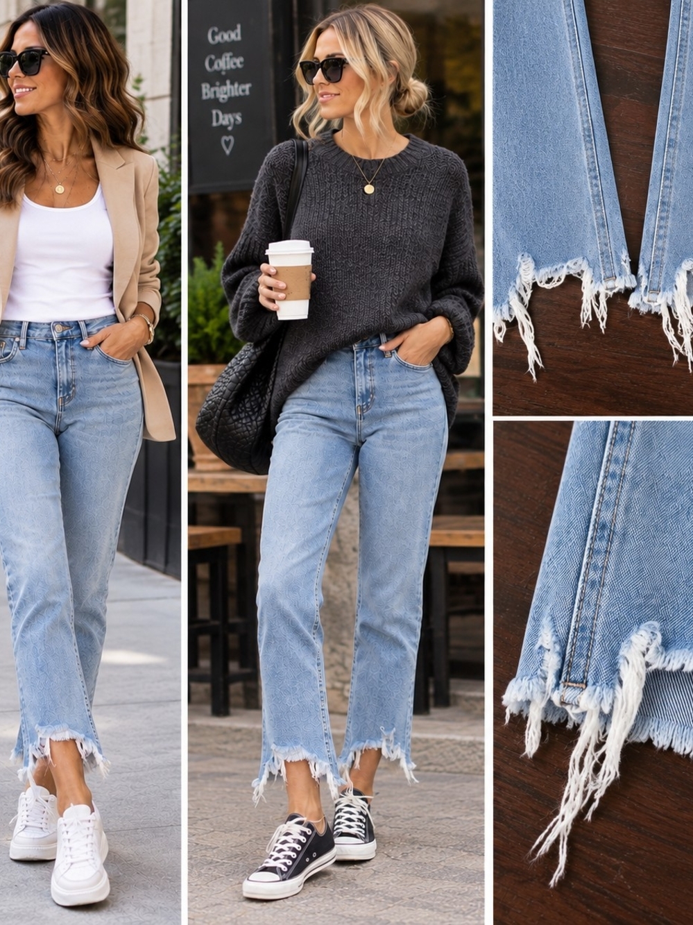 Zara Light Blue The Dreed Frarr Hem Cropped Jeans ♡♤